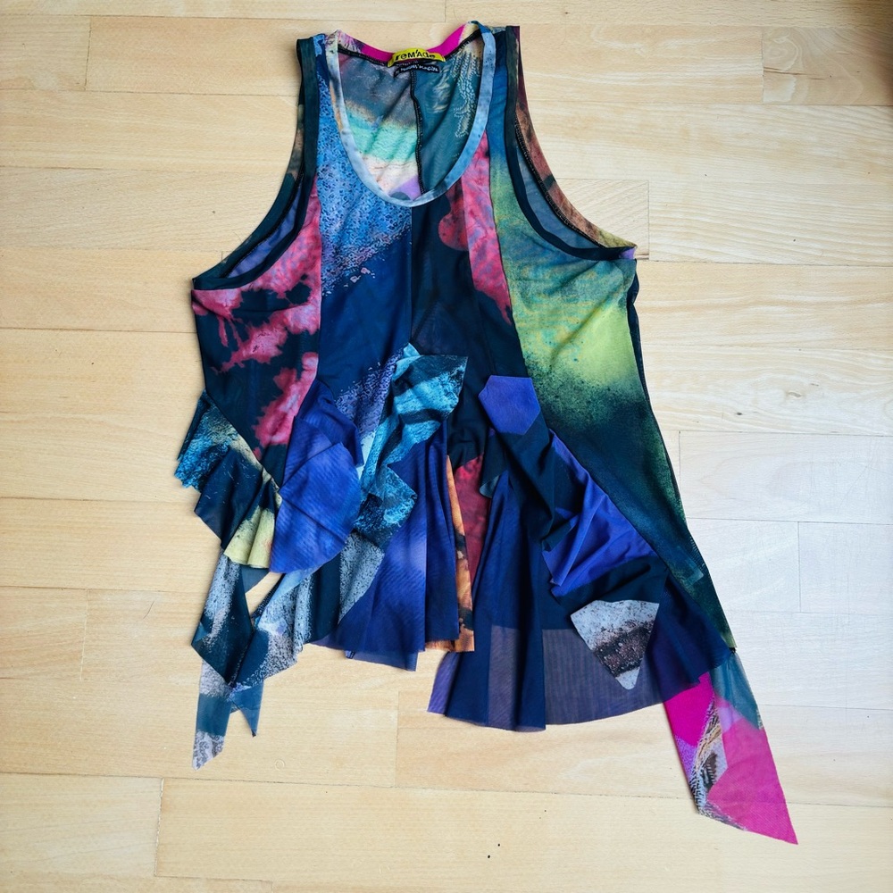 Marques'Almeida Remade Patchwork Asymmetric Top. Size Large